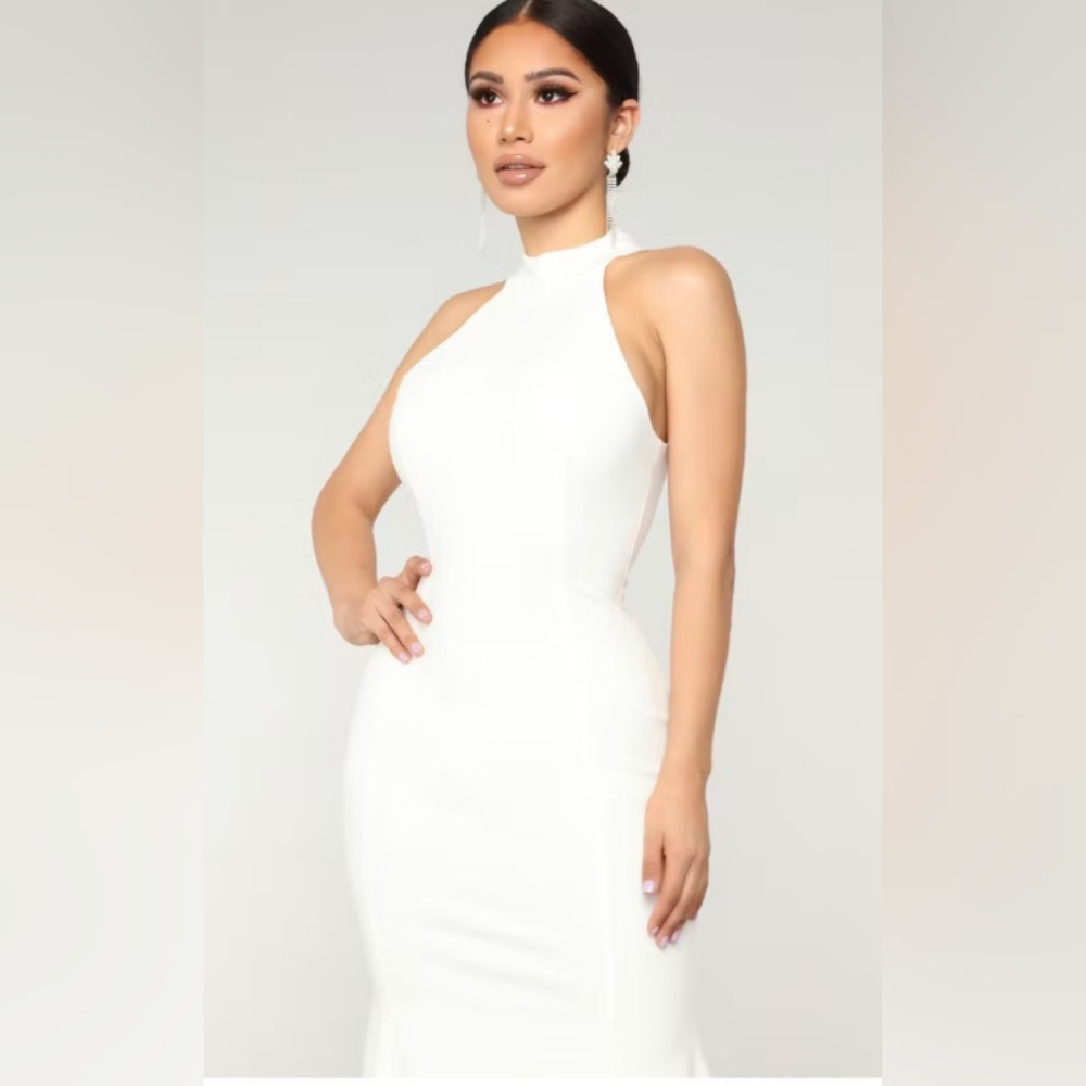 Stylish White Halter Dress